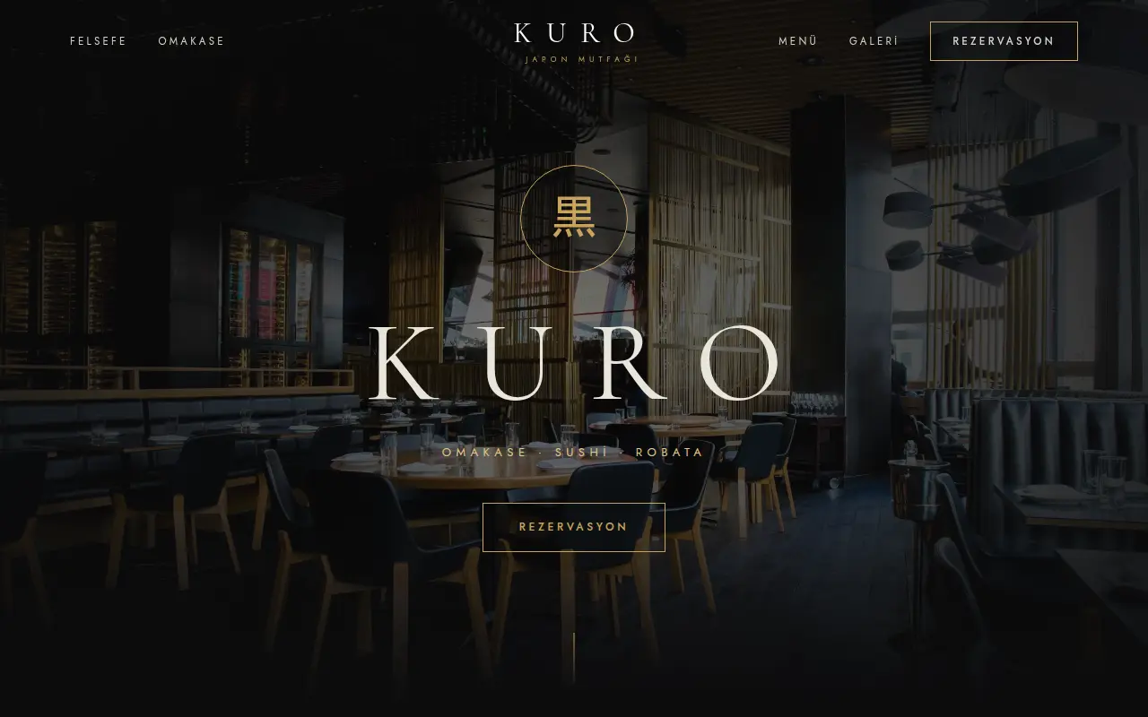 Fine Dining & Japon Restoranı Web Sitesi — Kuro